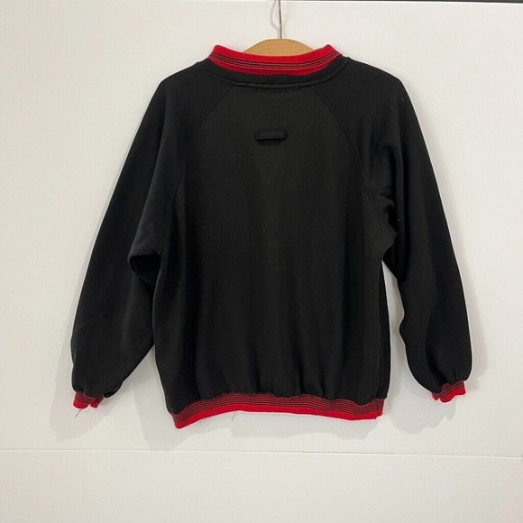 Vintage Black and Red Collared Chest Pocket Pullover Sweatshirt Contrast Sz M - Picture 4 of 6